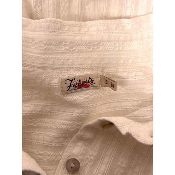 Faherty Top Medium Womens Ivory Organic Cotton Woven Gauze Popover Blouse Shirt - Picture 7 of 9